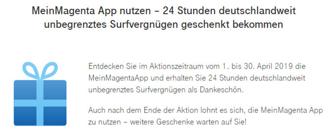 Mein Magenta App nutzen - 24 Stunden deutschlandweit kostenlos surfen