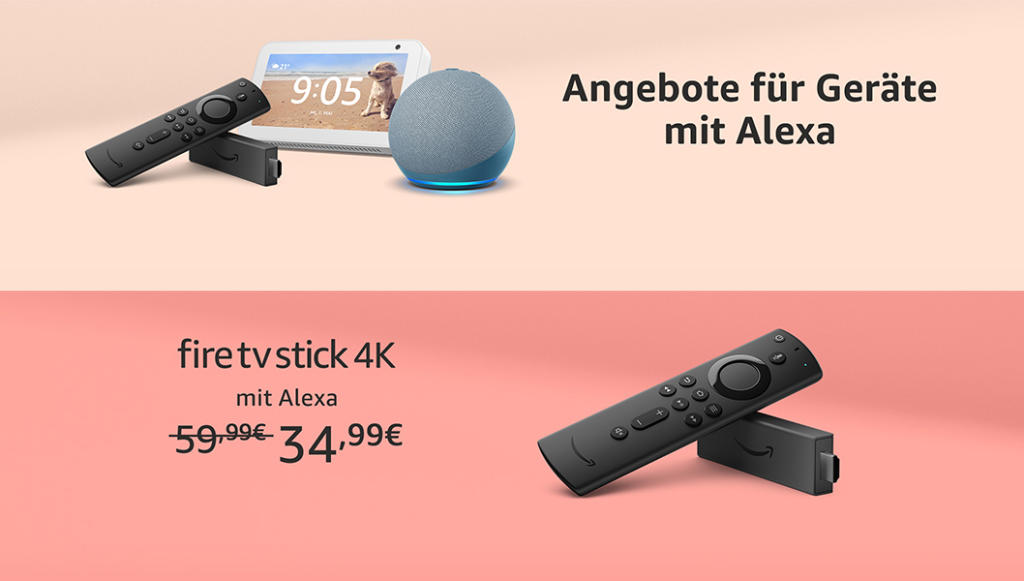 Amazon Fire TV Stick (4K), Echo, Echo Dot, Echo Show 5/8, Echo Flex, Kindle Paperwhite, Fire Tables und mehr reduziert
