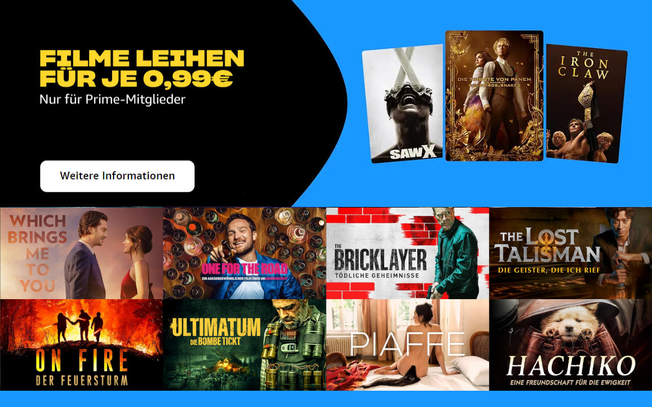Prime Deals: Rund 50 Filme für je 99 Cent leihen im Juni 2024