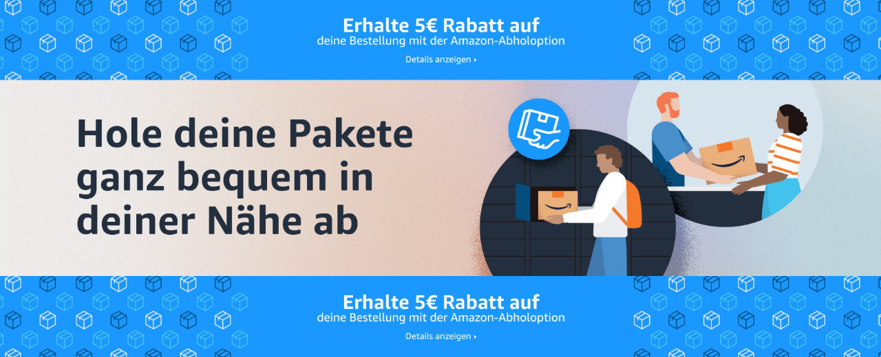 Lieferung an Abholstationen mit bei amazon.de - 5 Euro Gutschein im August 2024